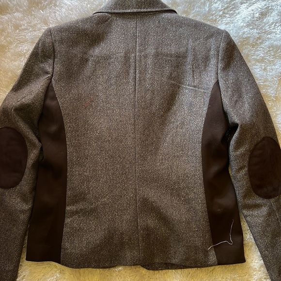 Liz Claiborne NWT sparkly gold thread/brown holiday blazer w patches szM - Picture 5 of 7
